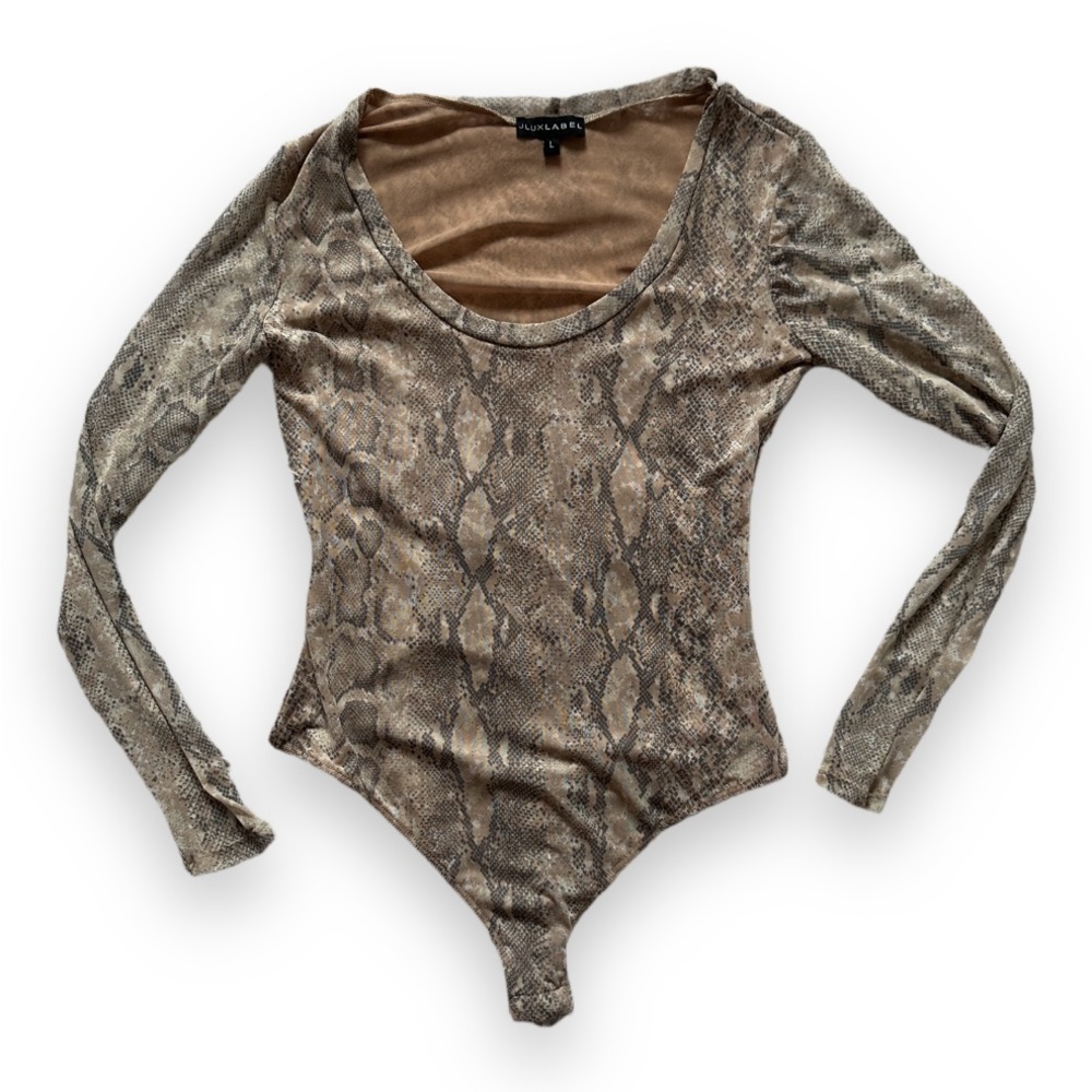 JLUXLABEL Snake Print Long Sleeve Bodysuit
